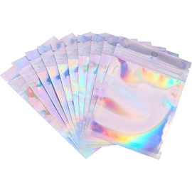 200 Pack Resealable Smell Proof Bags,Rocutus Foil Mylar Ziplick Bags,Flat Metallic Mylar Foil Bags for Party Favor Food Storage (5.5 x 7.87 Inches)