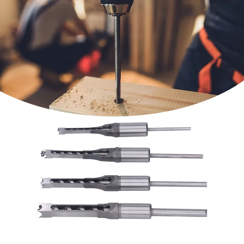 4PCS Woodworking Square Drill Bits Set HSS Wear Resistant 1/4in