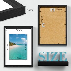 FamiPrts 10x10 Frame, Wooden Picture Frames 10x10, Versatile Black Frame, Dual Orientation (Landscape/Portrait), Includes Wall Hooks - Wall Mount for Home, Office, Gallery