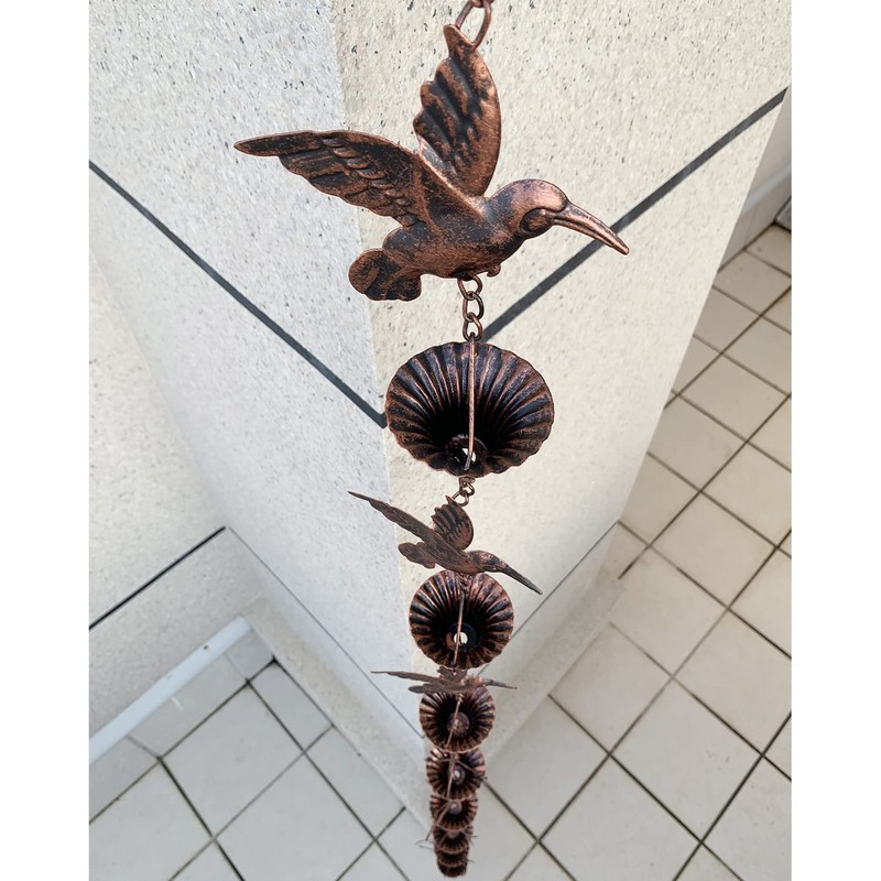 Aifeorzo 8.5FT Rain Chain, Hummingbird Rain Chains for Gutters, Functional