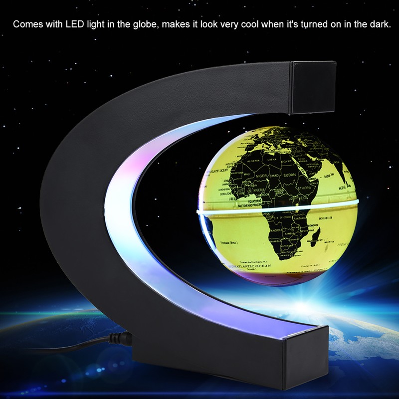 Floating Globe Magnetic Levitation Rotating Globe with Colorful LED Light
