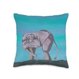 Ali Cat Originals Shy Elephant Throw Pillow, 16x16, Multicolor