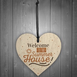 RED OCEAN Welcome Garden Gardening Summer House Shed Hanging Wooden Plaque Sign Friendship Gift