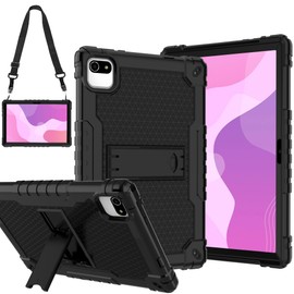 Doemoil case for Aiprotablet K10 10.1 Tablet case, Soft Silicone Rubber Had Shell Kids Friendly Shoulder Strap case for WXUNJA K10B,Aigopad, EDDBNi, JUNINKE K10, YQSAVIOR CP20 Tablets (Black/Black)