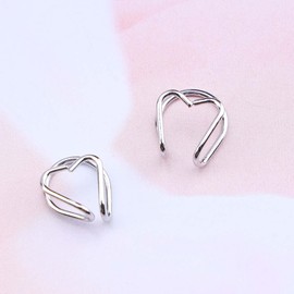 Inilbran Boho Love Heart Ear Wraps Earring Love Heart Clip On Earrings Silver Heart Huggie Earrings Love Ear Clip Earrings No Pierced Ear Clip Wrap Earrings Jewellery for Women and Girls, Silver