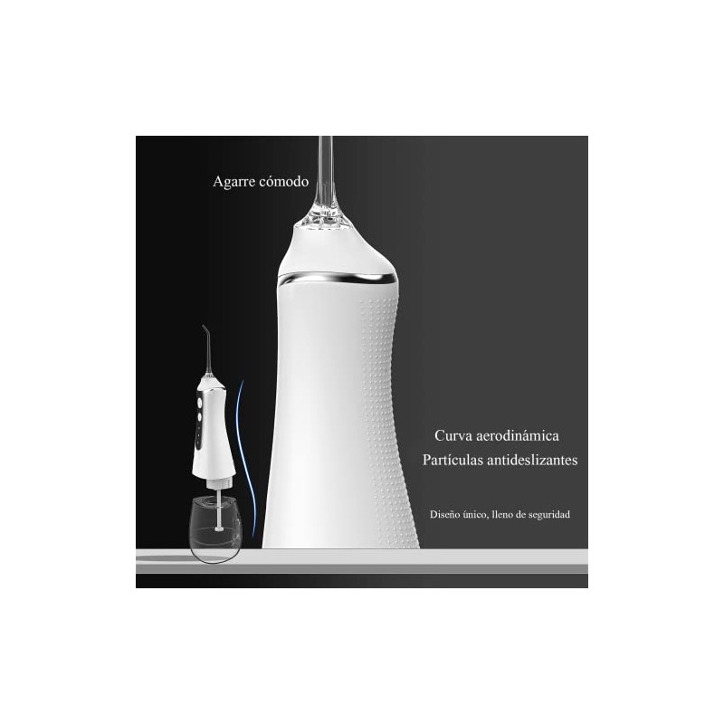 MXBEAUTY Irrigador Bucal Inalámbrico Portatil 300ML,3 Modos,5 Boquillas