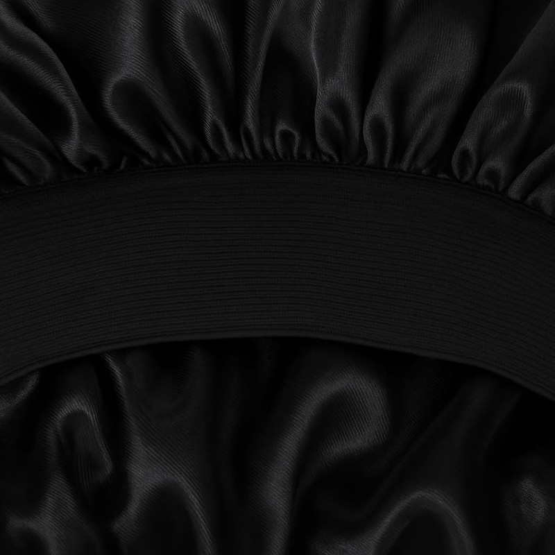 Unisex Satin Silky Sleep Bonnet with Elastic Wide Band –