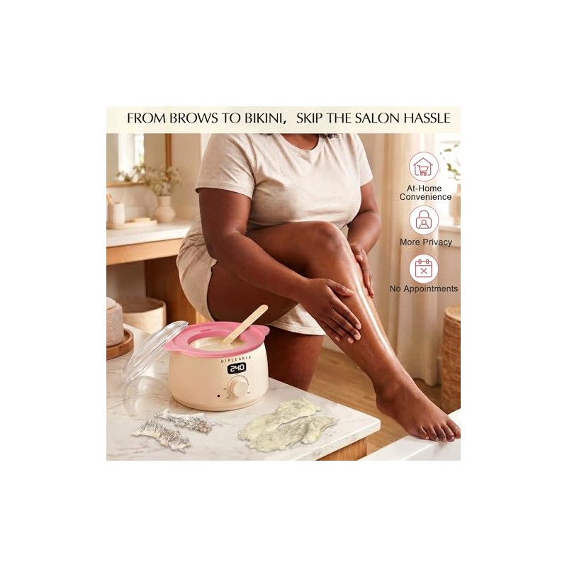 GIRLEARLE Premium Digital Waxing Kit for Home Hair Removal