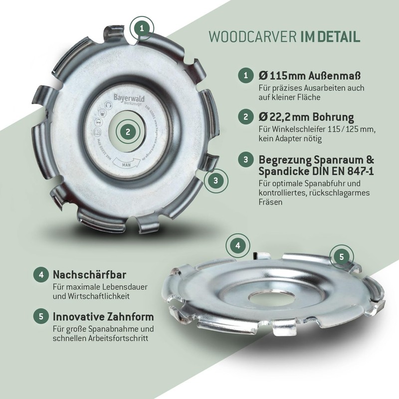 Bayerwald Woodcarver Diameter 115 mm - Milling Disc for Angle