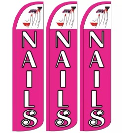 Nails Windless Standard Size  Swooper Flag Sign Banner Pk of 3
