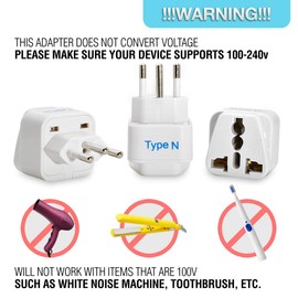 Ceptics Brazil Travel Plug Adapter (Type N) - 3 Pack [Grounded & Universal] (GP-11C-3PK)