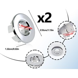 KAPSING Pack of 2 Sink Overflow Covers, Round Brass Kitchen Sink Overflow Covers, Sink Replacement Ring, for Bathroom Bathtub (Silver, 22-24 mm)