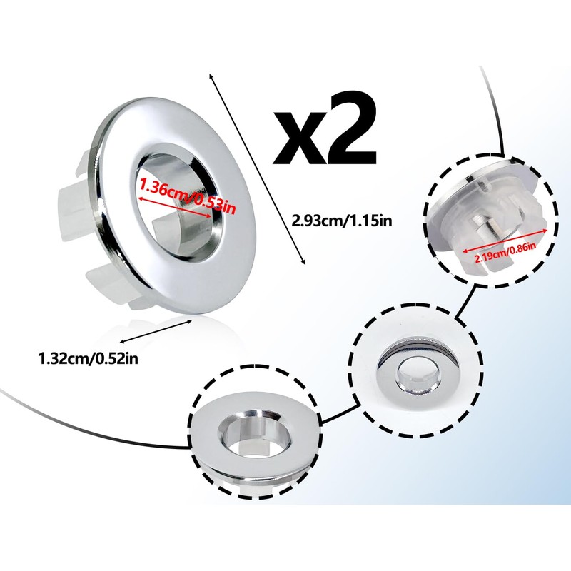 KAPSING Pack of 2 Sink Overflow Covers, Round Brass Kitchen