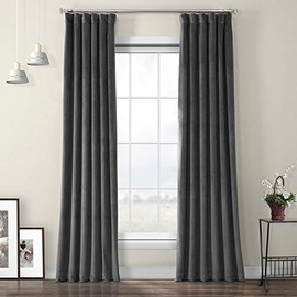 HPD Half Price Drapes VPYC-198595-96 Heritage Plush Velvet Curtain (1 Panel), 50 X 96, Pepper Grey