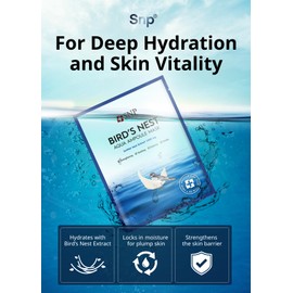 SNP Shining Nature Purity [K Beauty Snp] Bird's Nest Ampoule Sheet Mask | Hyaluronic Acid Sheet Mask | Maximum Hydration and Protection for All Dry Skin Types | Korean Skincare Facial Mask | 10 Sheets