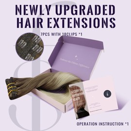 Fshine Clip in Hair Extensions Real Hair 45 cm 120 g 9 Pieces Clip in Extensions Real Hair Shading from Brown Walnut to Ash Brown and White Blonde Remy Human Natural Hair Extensions with Clip