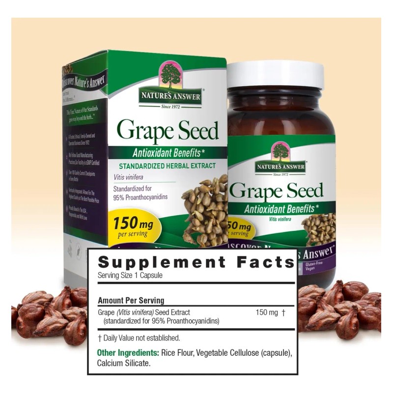 Nature's Answer Semilla De Uva 60 Cápsulas Vegetarianas Sfn Sin