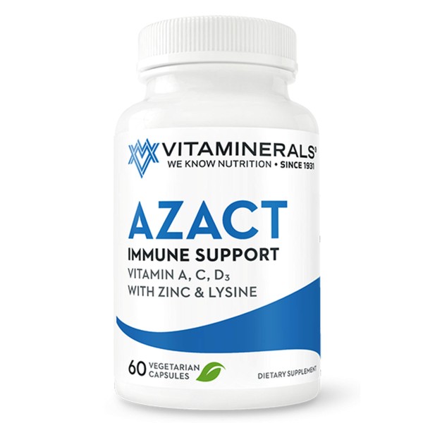Vitaminerals AZACT | Vitamin A | Vitamin C | Vitamin D3 | Zinc | Lysine | Quercetin | 60 Vegetable Capsules