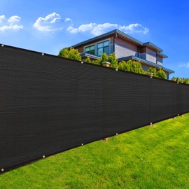 Sunocity 8ft x5ft Customized Size Privacy Fence Screen, 90% Blockage Heavy Duty 170 GSM Fencing Mesh Net Cover for Outdoor Wall Garden Yard Backyard Cable Zip Ties Included Black