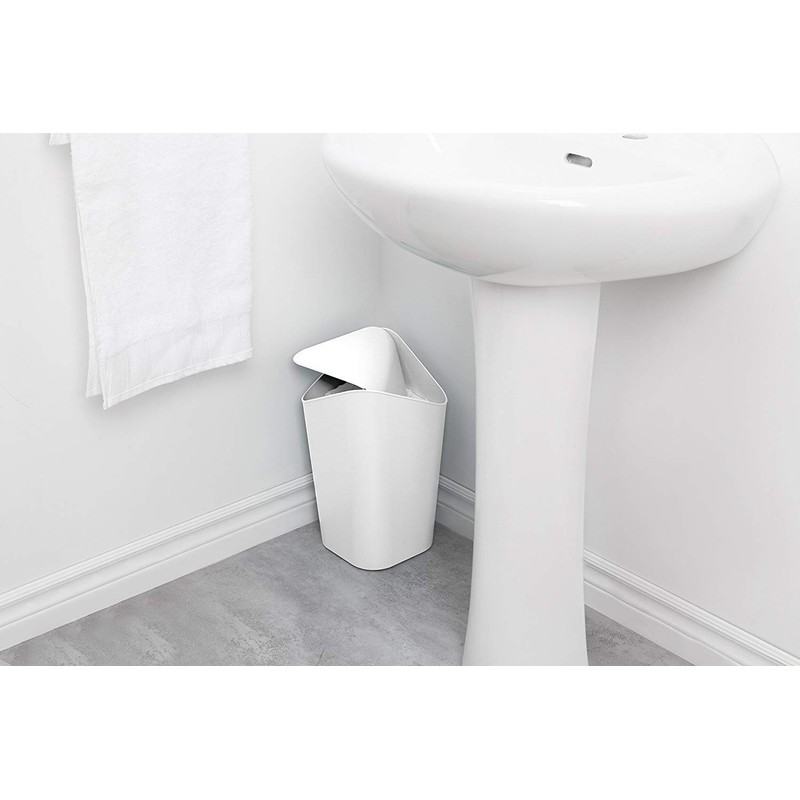 【umbra】 Trash Can Corner Can Metallic White 5L with Lid