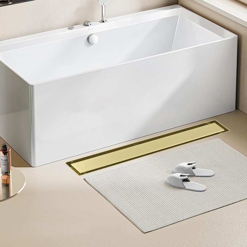 Bmvlffs Brushed Gold 24-Inch Linear Shower Drain with Tile Insert