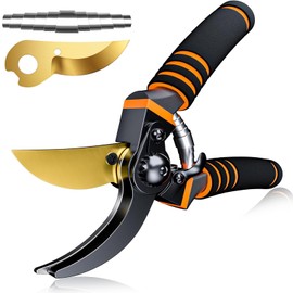 Garden Shears 22cm Premium SK5 Carbon Steel Pruning Shears, Sharp Handheld Heavy Duty Hedge Shears for Garden, Ultra Sharp Bypass Shears with 3cm Cutting Capacity