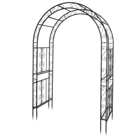 Luxury Black Iron Garden Arch 134x59x213cm Double Layer Outdoor Decoration Art Arc Top Model D0100HP99JUColor: as picture