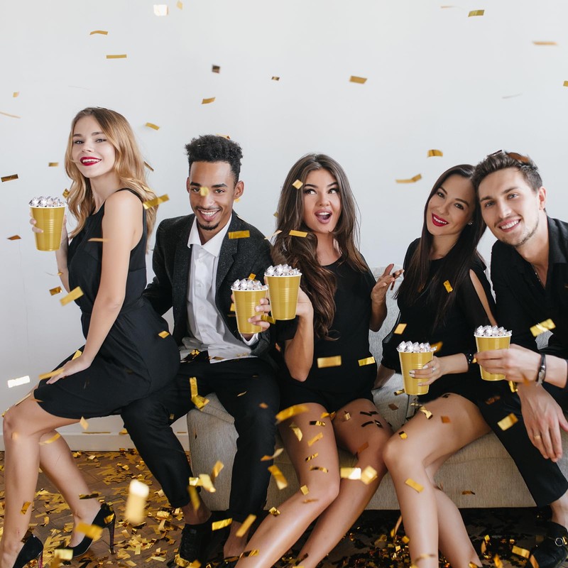 cssopenss 120 pcs 12 oz Gold plastic cups gold plastic