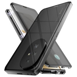 STARRYNOVA Privacy Case Compatible with Honor 200 Pro 5G, Front and Back Metal Magnetic Case, 360 Degree Protection with Anti-Peep Glass - Black