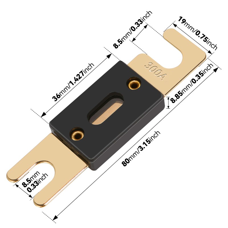TopstrongGear Solid Brass 0/2/4 Gauge 300Amp ANL Fuse Holder with