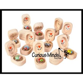 Love bug in Box Novelty Gift - Bugs Legs Wiggle So it Looks Alive - Wooden Hinged Box Nut Ladybug - Style: 12 RANDOM COLOR Bug Boxes (1 Dozen)