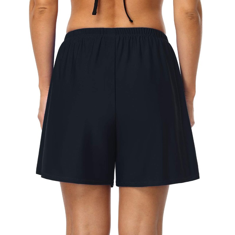 Firpearl - Pantalones cortos de baño deportivos para mujer, Negro