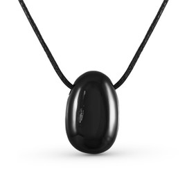 Generisch Gemstone Natural Stone Healing Stone Necklace Pendant Drops for Women Cotton Band 100 cm Long Chakra Yoga Couple/Friendship/Partner Chain, Gemstone, Onyx