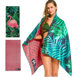 EMPULSE Sand-Free Beach Towel | Ultra-Absorbent & Quick-Drying | Premium Waffle Weave Feel | 160x80cm | Lightweight & Compact – Ideal for Beach,Travel, Pool, & More! (Flamingo Elegance)