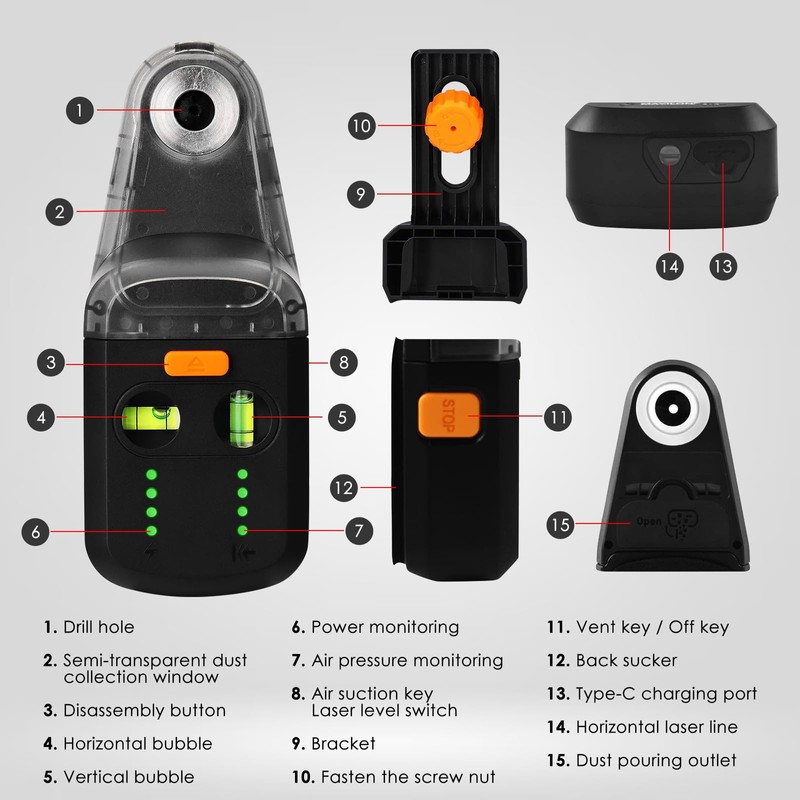 4-in-1 Wall Laser Leveler with Line Laser, Wall Mount Bracket,