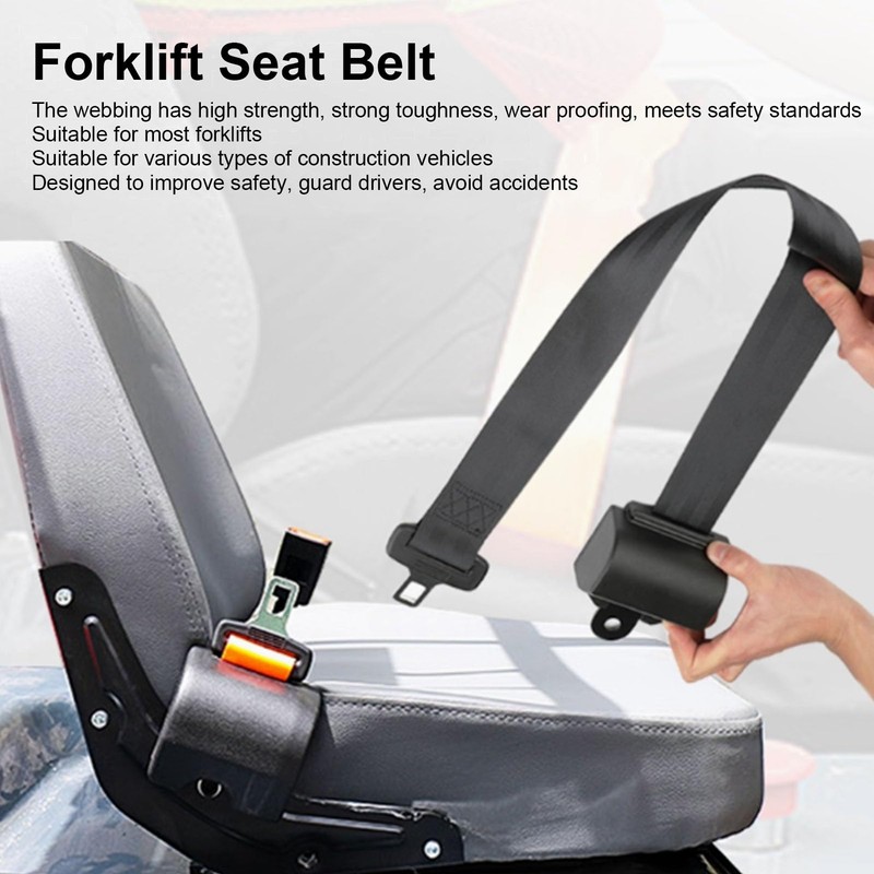 GOWENIC Forklift Seat Belt, 43.3 Inch Retractable Length, High Webbing
