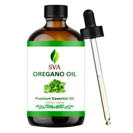 SVA Organics 100% Natural Oregano Essential Oil -Therapeutic Grade Aromatic Oil, 4 Fl Oz with Dropper | Natural Healing Oils
