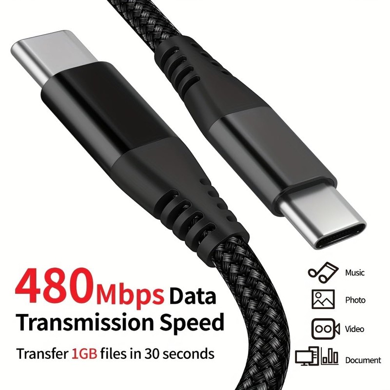 Life-Tech 60W USB-C to USB-C Nylon Braided Fast Data/Charger Cable