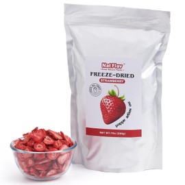 Nat Flav Freeze Dried Strawberry Slices | 7oz | 100% Natural Strawberries | No Sugar & Additives | Non-GMO & Vegan Friendly | Healthy Snacks for Kids or Adults | Freeze Dried Backpacking & Camping Food