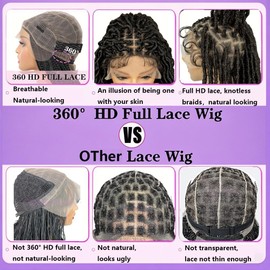 SIMIWALI Brown with Blonde Goddess Faux Locs Wigs for Black Women Full Lace Glueless Knotless Boho Curly Braid Wig with Baby Hair Long Dreadlock Hippie Locs Twist Synthetic Wig 30 In