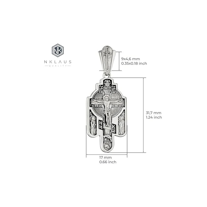 NKlaus 15506 Pendant 925 Silver Crucifix & Resurrection of Christ