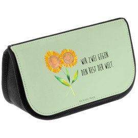 Mr. & Mrs. Panda Cosmetic Bag Sunflower Gift Girlfriend Makeup Bag Makeup Bag Sunflowers Spring Decoration Plants Summer Decoration, Green, Hand Drawn