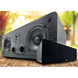 Gravity GCS700 Center Channel Speaker Wooden Center Channel Speaker 150 Watts / 75W RMS with Dual 4-Inch Woofer and Silk Dome Tweeter