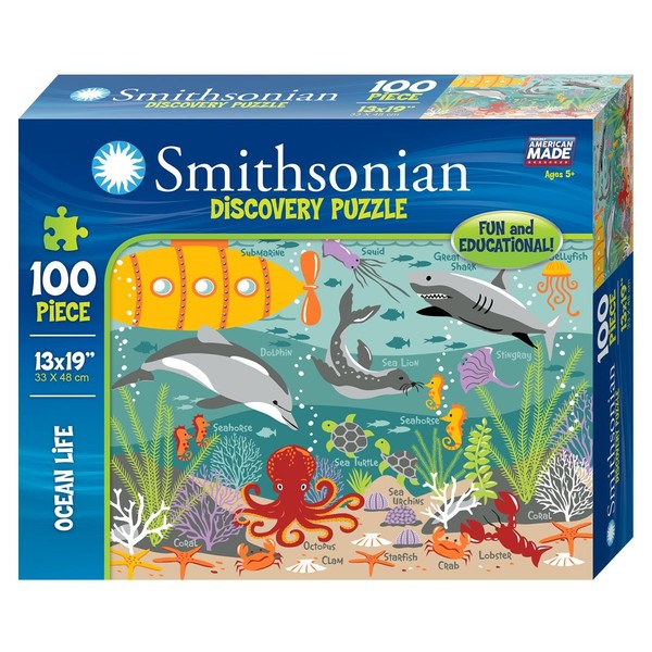 Smithsonian 100-piece 13" x 19" Ocean Life Discovery Puzzle