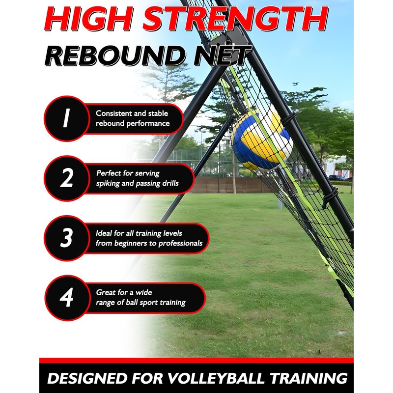 7x4FT Volleyball Rebounder Net Set with Training Accessories, Portable Bounce