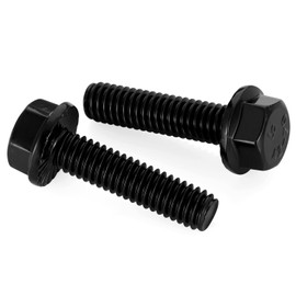 Mellewell 3/8-16 x 1-1/2" Flanged Hex Head Bolts Flange Hexagon Screws, Stainless Steel A2 Black Finish, DIN 6921, 10 PCS