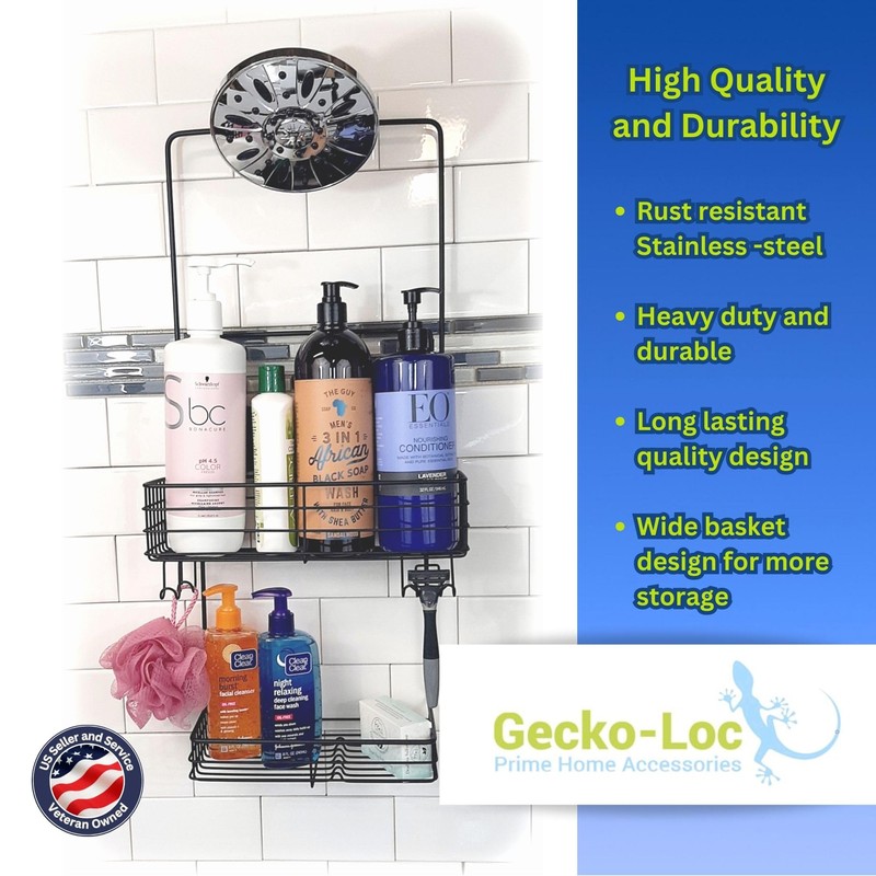 Gecko-Loc Extra Long Wide Adjustable Length over the showerhead hanging