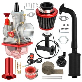 FVRITO PWK 24mm Carburetor Carb Exhaust Muffler Throttle Assembly Jets Kit for Predator 212cc 196cc Coleman CT200U Mini Bike BT200X GX160 6.5HP Clone Engine Baja MB200 KT196 Go Kart Performance Parts