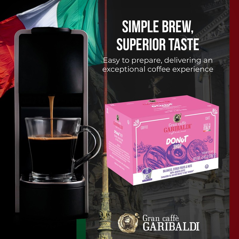 Caffè Garibaldi Donut Shop Coffee Pods, Single-Serve Capsules for Keurig