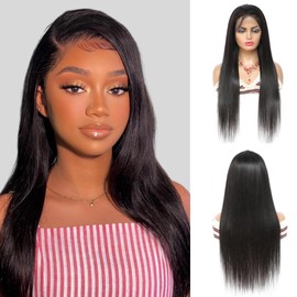 ALHER Small Cap Lace Front Wigs Human Hair Pre Plucked Straight, 13X4 Transparent Lace Frontal Wigs 150% Density for Black Women, Small Cap Size 21-21.5 Natural Black 18 Inch